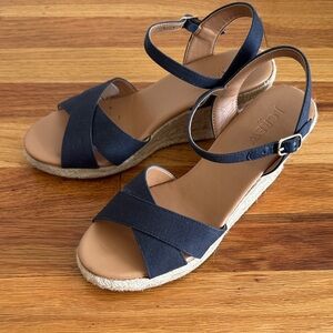 J. Crew Factory Denim Blue Espadrille Sandals Size 6.5